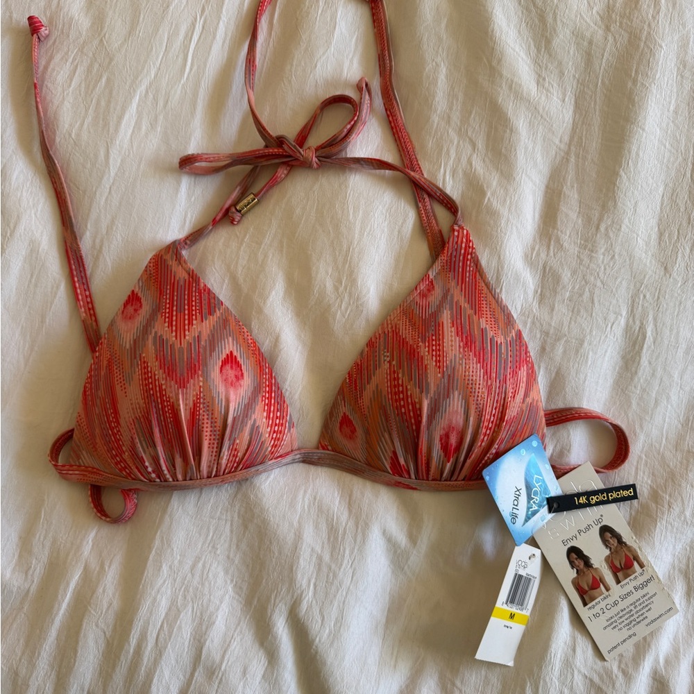 Voda Swim Red and Orange Patterned Bikini Top